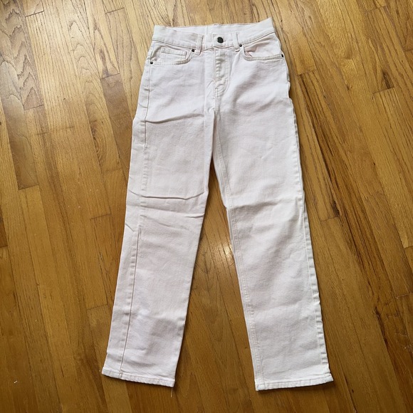 Rebecca Minkoff Jeans Baby Pink Straight Leg LOVE Pocket High Rise Denim‎ Luxury - Picture 1 of 10